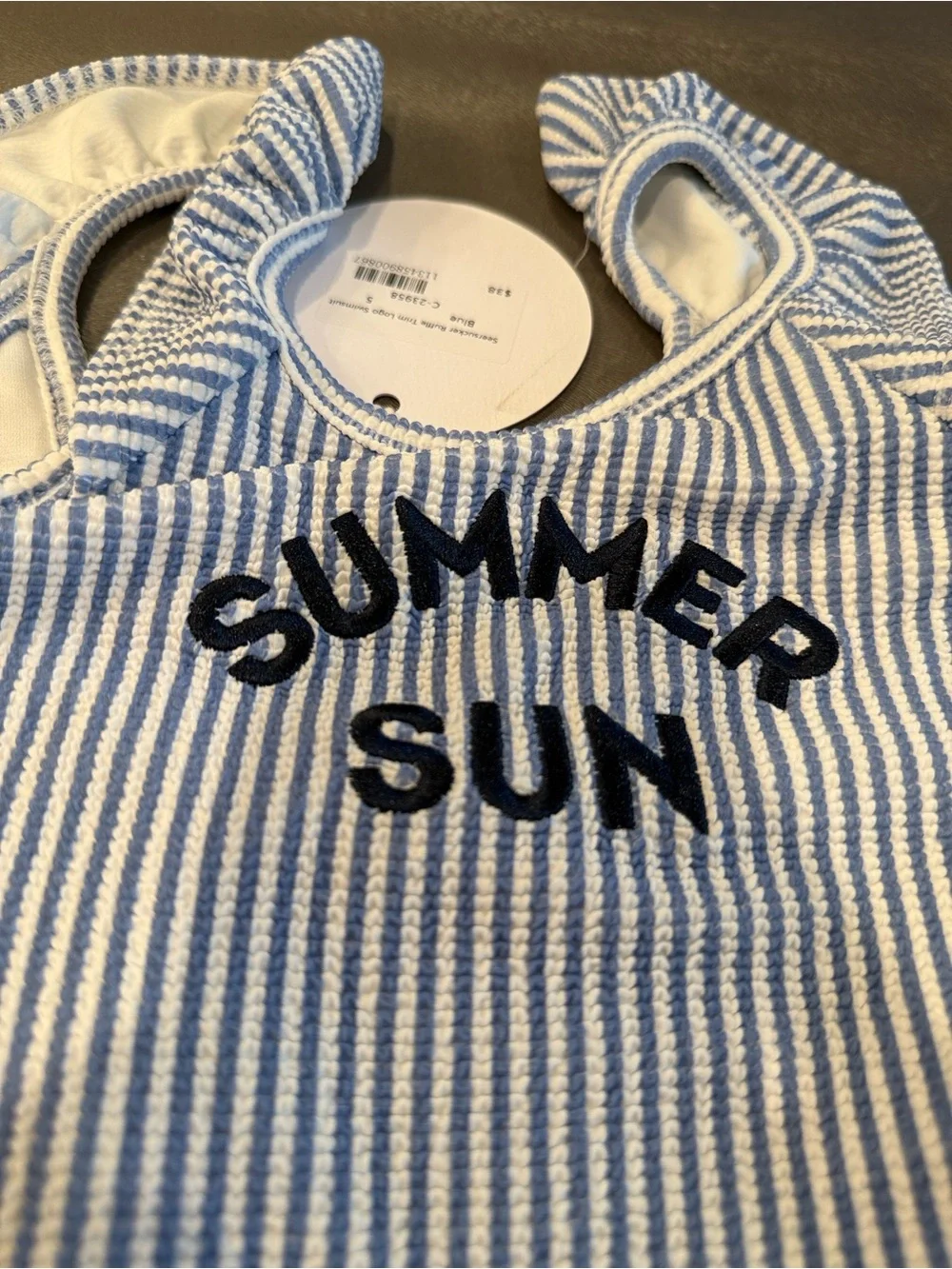 Cabana Blue & White Striped Top. Size 5